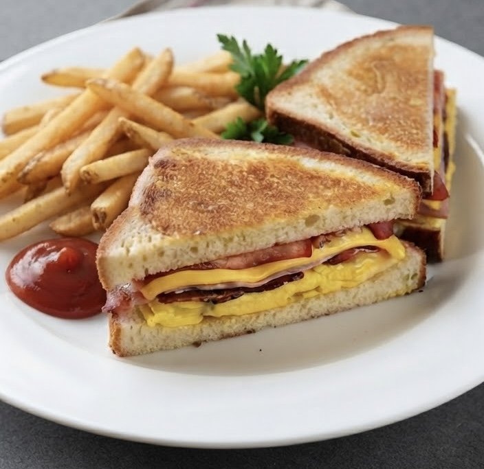 Bacon and eggs sandwich.